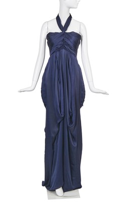 Lot 196 - An Yves Saint Laurent navy silk crêpe dress, 2000s