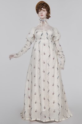 Lot 47 - A printed cotton day dress, English, circa 1806