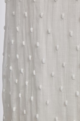Lot 36 - A rare embroidered white spotted muslin tablier dress, French, circa 1802