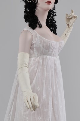 Lot 13 - A rare embroidered linon 'Merveilleuse' gown, French, 1796-1800