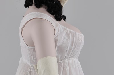 Lot 13 - A rare embroidered linon 'Merveilleuse' gown, French, 1796-1800