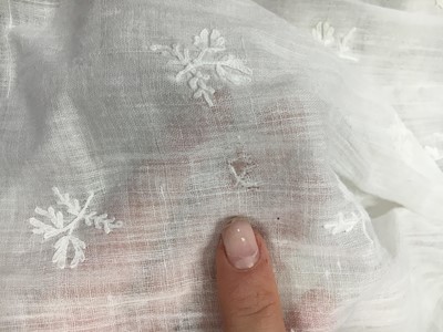Lot 13 - A rare embroidered linon 'Merveilleuse' gown, French, 1796-1800