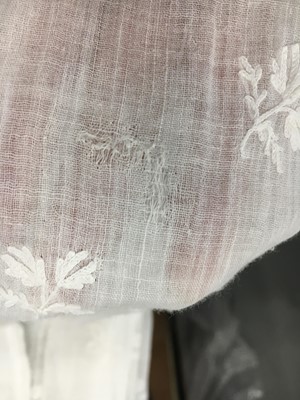 Lot 13 - A rare embroidered linon 'Merveilleuse' gown, French, 1796-1800