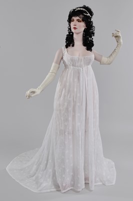 Lot 13 - A rare embroidered linon 'Merveilleuse' gown, French, 1796-1800