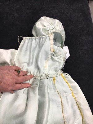 Lot 62 - An eau de Nil satin evening dress, probably French, 1807-1809