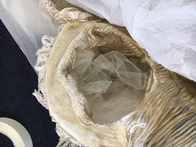 Lot 60 - A striped gold silk gauze ball gown, English, circa 1810