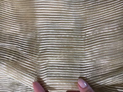 Lot 60 - A striped gold silk gauze ball gown, English, circa 1810