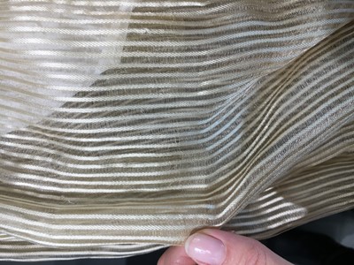 Lot 60 - A striped gold silk gauze ball gown, English, circa 1810