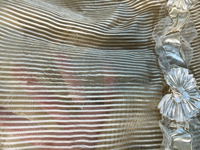 Lot 60 - A striped gold silk gauze ball gown, English, circa 1810