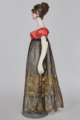 Lot 102 - A pink satin evening bodice with elaborate puff sleeves, English, circa 1815
