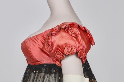 Lot 102 - A pink satin evening bodice with elaborate puff sleeves, English, circa 1815