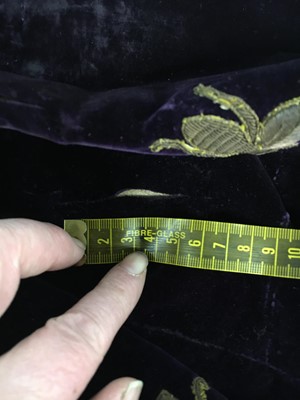 Lot 120 - A rare embroidered purple velvet court train bearing the iconography of Napoleon I