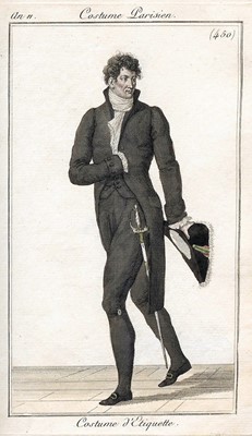 Lot 16 - A navy blue wool gentleman's court suit, circa 1805-10