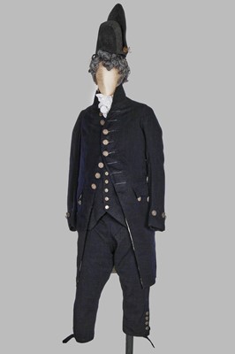 Lot 16 - A navy blue wool gentleman's court suit, circa 1805-10