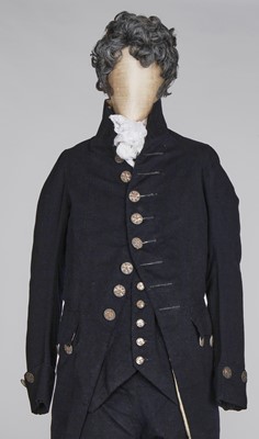 Lot 16 - A navy blue wool gentleman's court suit, circa 1805-10