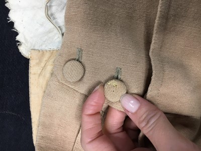 Lot 65 - A pair of gentleman's buff twill wool breeches, circa 1810