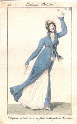 Lot 90 - A brown-green sarsanet redingote/pelisse, 1810-1815
