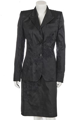 Lot 308 - An Alexander McQueen embroidered black cotton suit, 'Untitled/Golden Shower' collection, Spring-Summer 1998