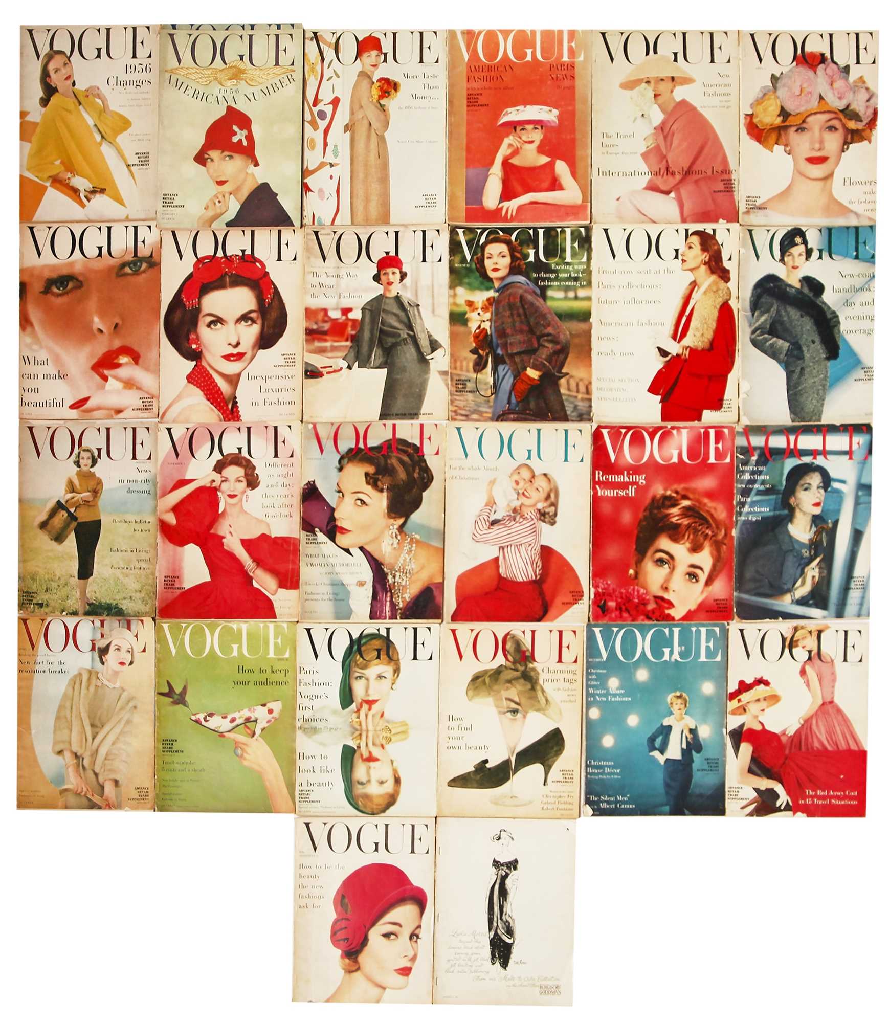 Lot 304 - American Vogue 1956, near complete run and issues from 1957 and 58