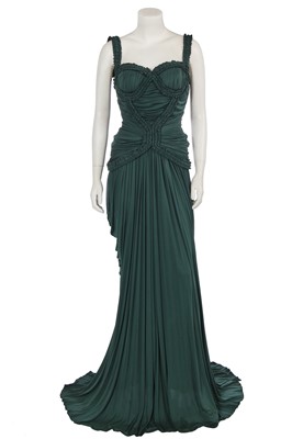 Lot 228 - An Alexander McQueen by Sarah Burton green jersey evening gown, 2012