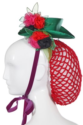 Lot 345 - A Stephen Jones miniature green silk tophat, 1991