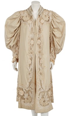 Lot 638 - A cream wool and tape lace coat, circa 1910