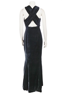 Lot 309 - A Balmain by Oscar de la Renta haute couture dark green velvet evening gown, Autumn-Winter 1996-97