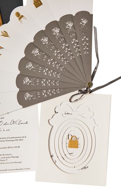 Lot 105 - A group of Christian Dior Holiday cards, fans, and other promotional materials