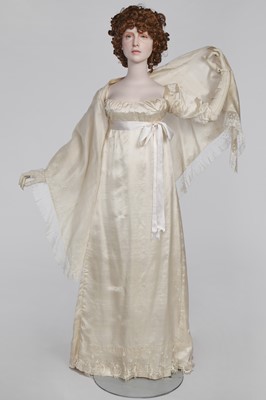 Lot 676 - An ivory silk dress, 1806-08