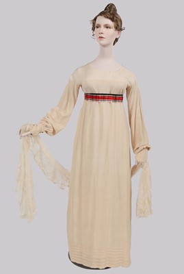 Lot 673 - A beige China crêpe dress, American, circa 1815