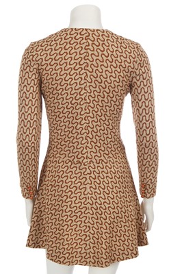 Lot 556 - Mary Quant's own Mary Quant brown wool 'squiggle' dress, 1968