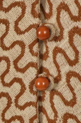 Lot 556 - Mary Quant's own Mary Quant brown wool 'squiggle' dress, 1968