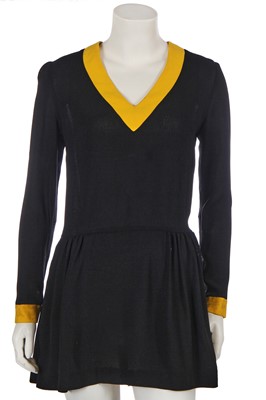 Lot 558 - Mary Quant's own Mary Quant black and yellow crêpe mini dress, 1966-67