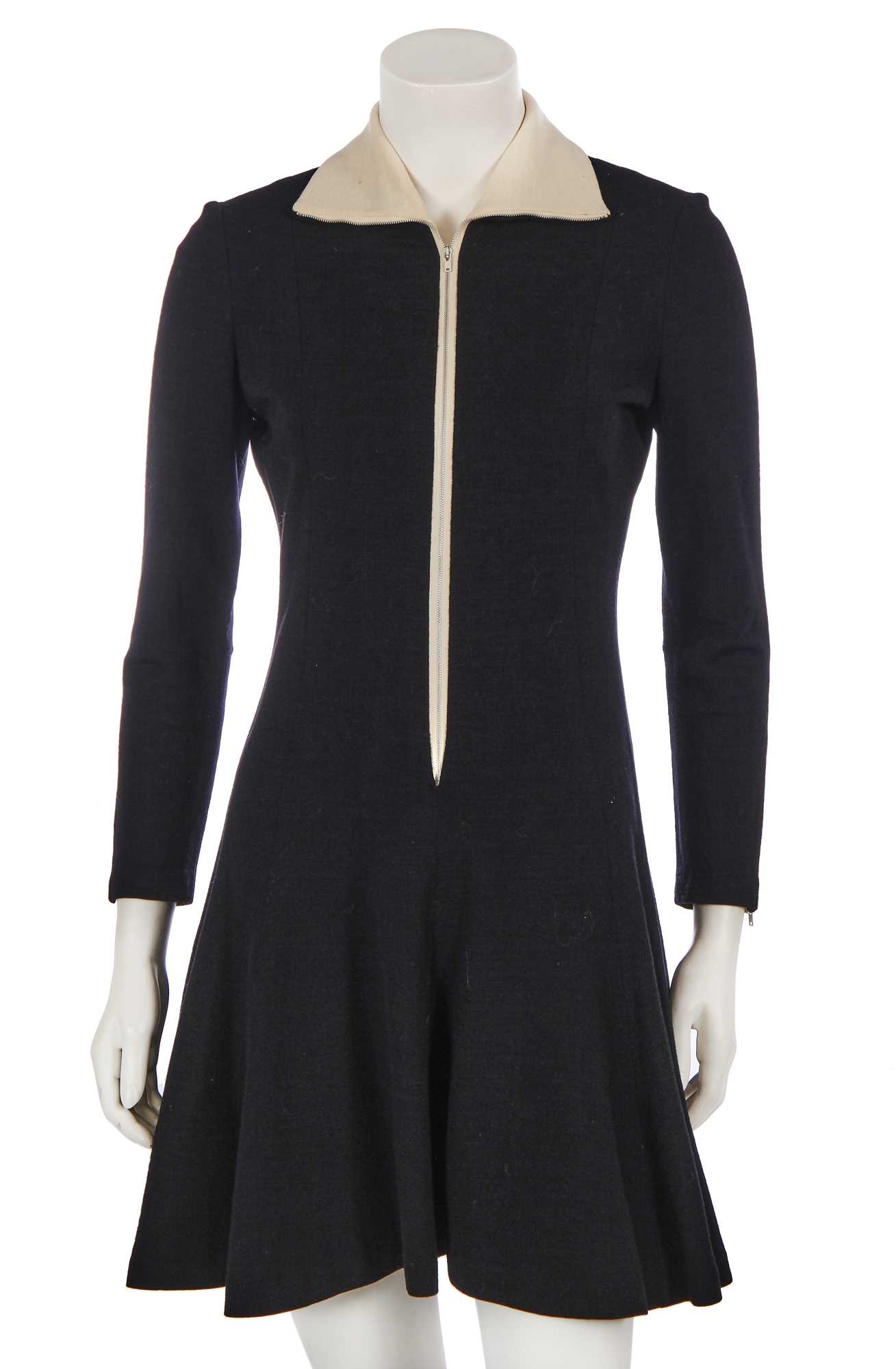 Lot 557 - Mary Quant's own Mary Quant 'Banana Split' black jersey mini dress, 1967