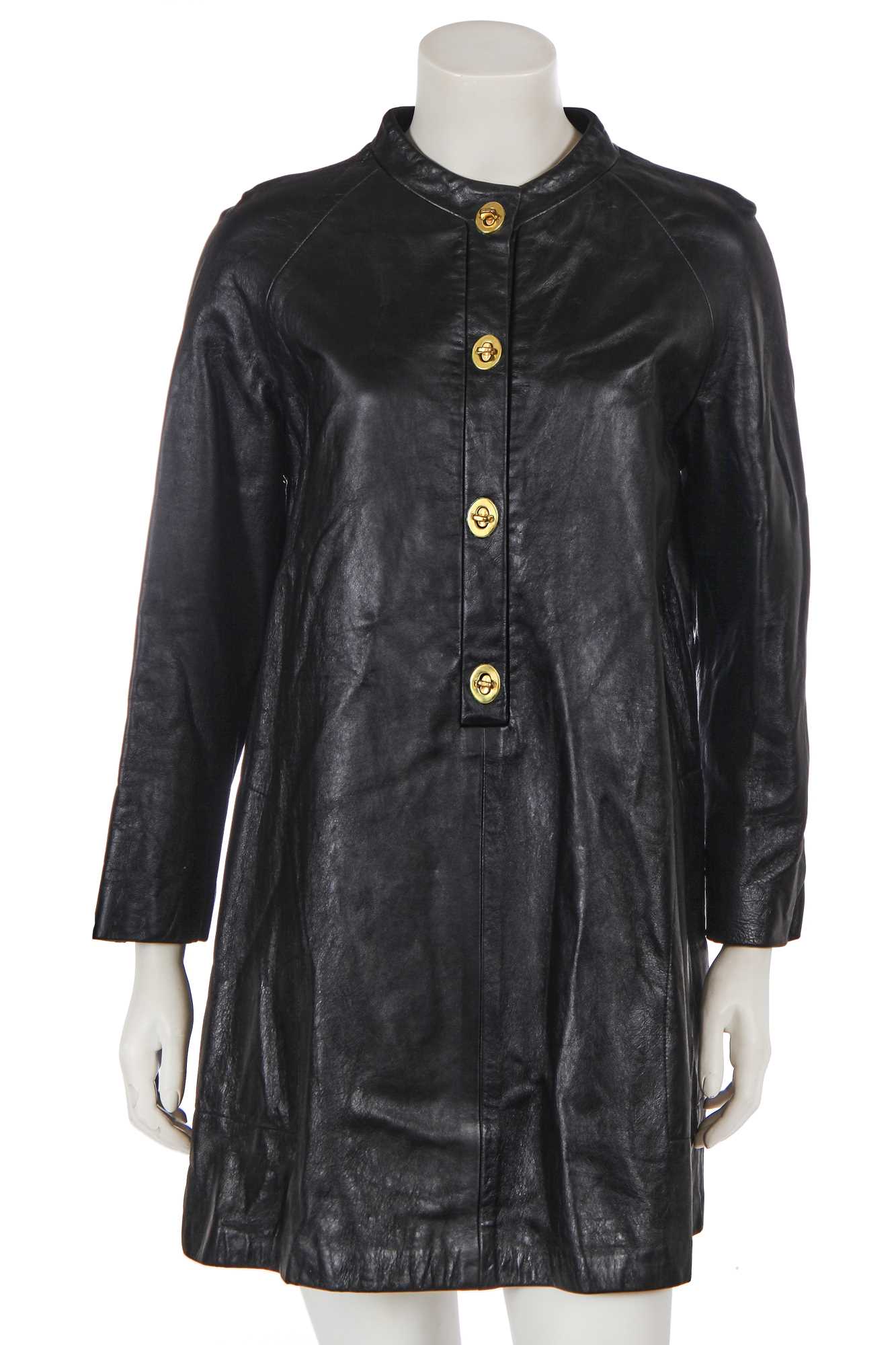 Lot 561 - Mary Quant' sown Mary Quant black leather dress, circa 1965
