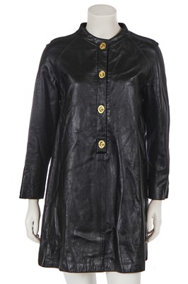 Lot 561 - Mary Quant' sown Mary Quant black leather dress, circa 1965