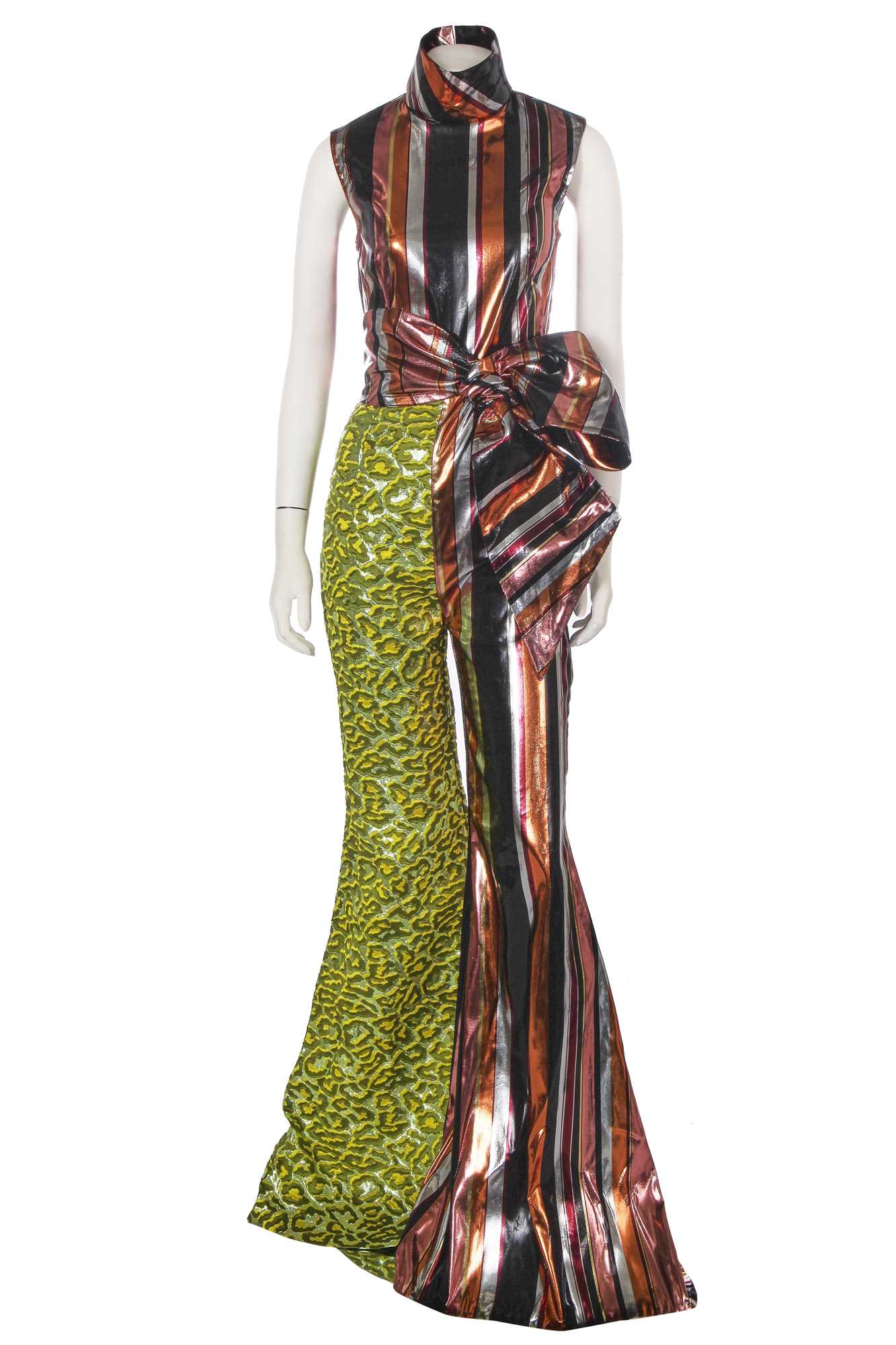 Lot 203 - A Halpern striped lamé jumpsuit, Autumn-Winter 2020-21