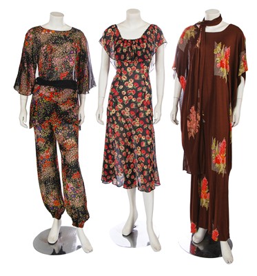 Lot 545 - A group of Mary Quant's own Mary Quant printed silk garments, 1970-75