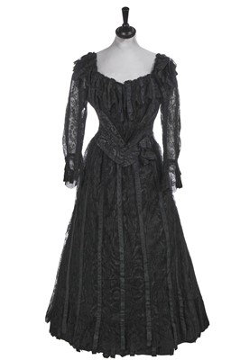 Lot 475 - An Emile Pingat black lace and moiré gown, circa 1900