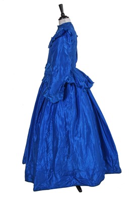 Lot 666 - A sapphire-blue taffeta gown, late 1860s - early 1870s