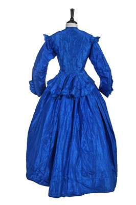 Lot 666 - A sapphire-blue taffeta gown, late 1860s - early 1870s
