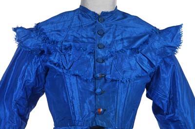 Lot 666 - A sapphire-blue taffeta gown, late 1860s - early 1870s