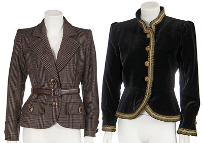 Lot 577 - Mary Quant's Yves Saint Laurent black velvet jacket, late 1980s