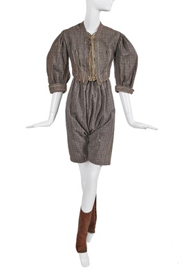 Lot 478 - A rare ladies grey wool cycling ensemble, circa 1900
