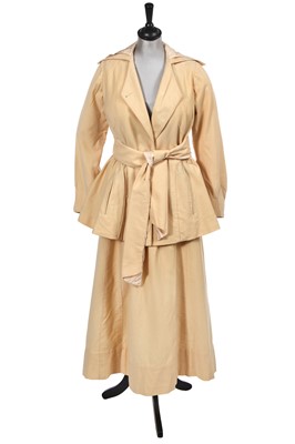 Lot 470 - A J.M Gidding and Co cream flannel skating ensemble, American, 1916-18