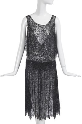 Lot 755 - A Lucien Lelong haute couture black lace cocktail dress, circa 1928