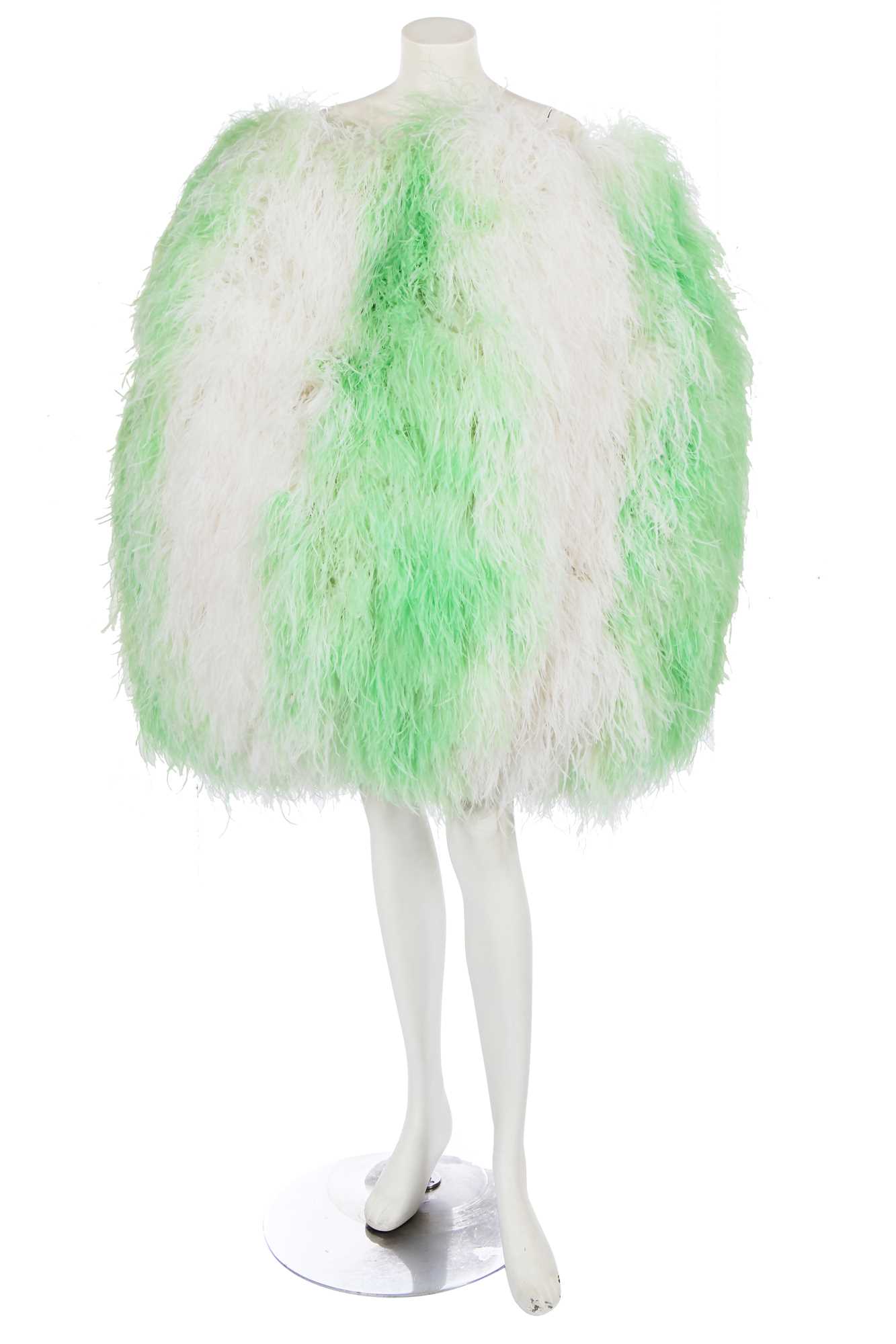 Lot 190 - A Halpern green and white ostrich feather 'orb' dress, Spring-Summer 2022