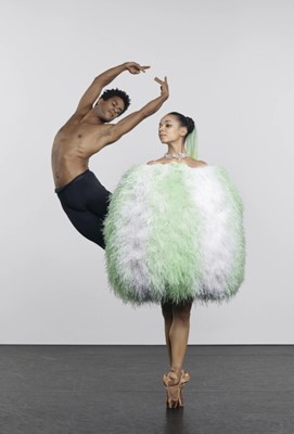 Lot 190 - A Halpern green and white ostrich feather 'orb' dress, Spring-Summer 2022