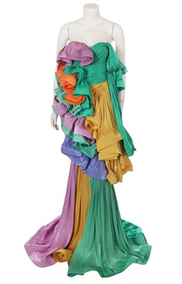 Lot 184 - A Halpern charmeuse ruffle dress, Spring-Summer 2023