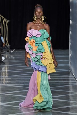 Lot 184 - A Halpern charmeuse ruffle dress, Spring-Summer 2023